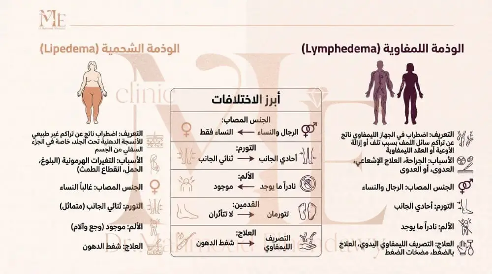 الفرق بين الوذمة الشحمية والوذمة اللمفاوية