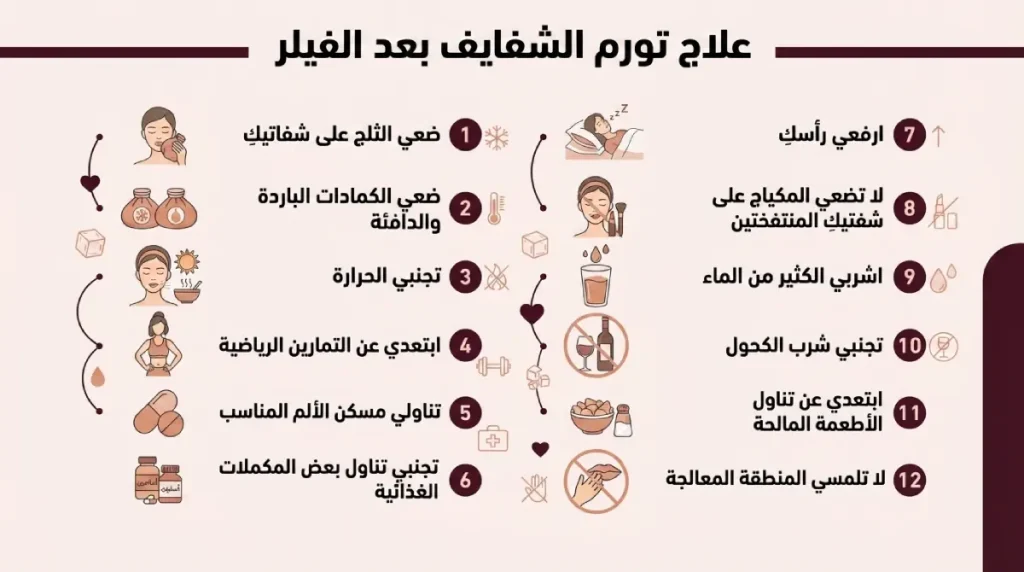 علاج تورم الشفايف بعد الفيلر